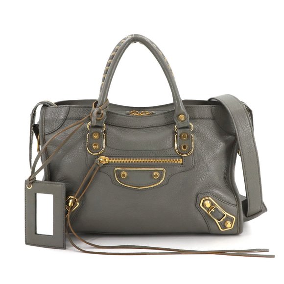 BALENCIAGA Gray Leather Shoulder Bag - Picture 1 of 11